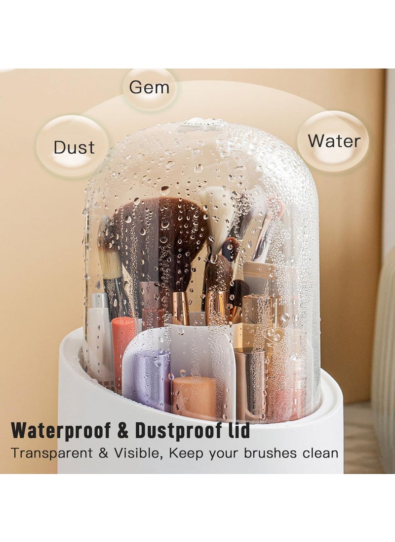 Generic - Cosmetic Brush Organizer with Lid 360 Degree Rotating Makeup Holder Dustproof Storage Container for Makeup and Beauty Products - Image 1