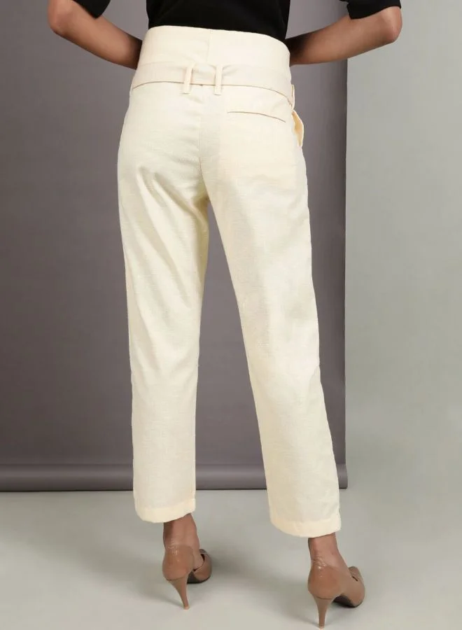 Freehand Freehand Women Cream Slim Fit Cropped Pants