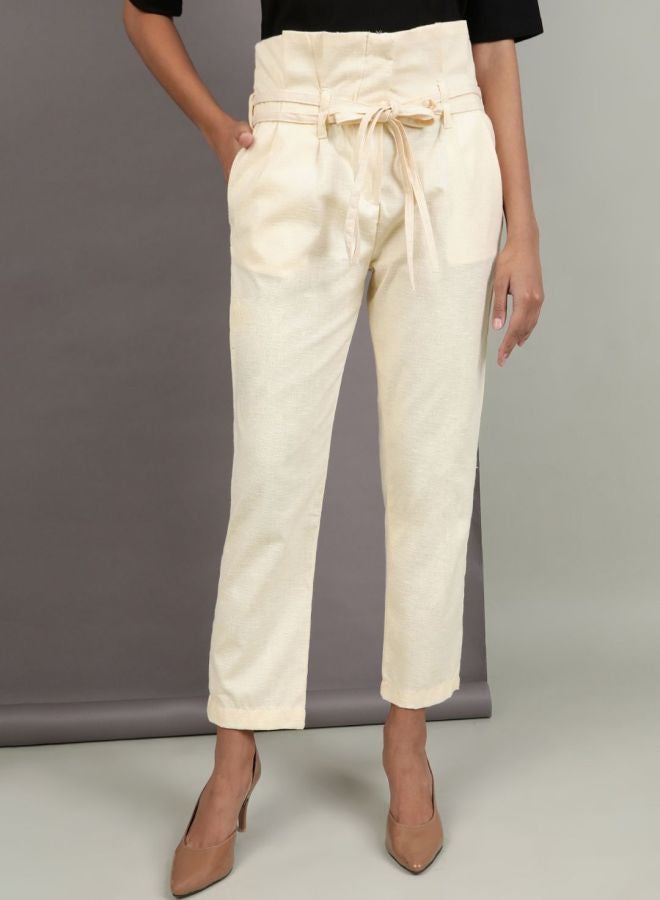 Freehand Women Cream Slim Fit Cropped Pants - Image 1