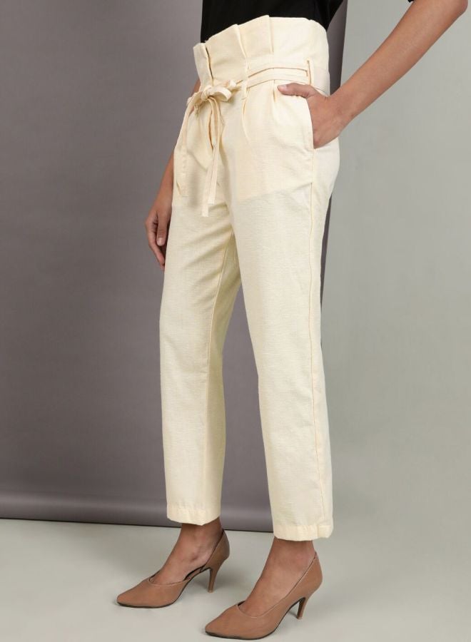 Freehand Women Cream Slim Fit Cropped Pants - Image 3