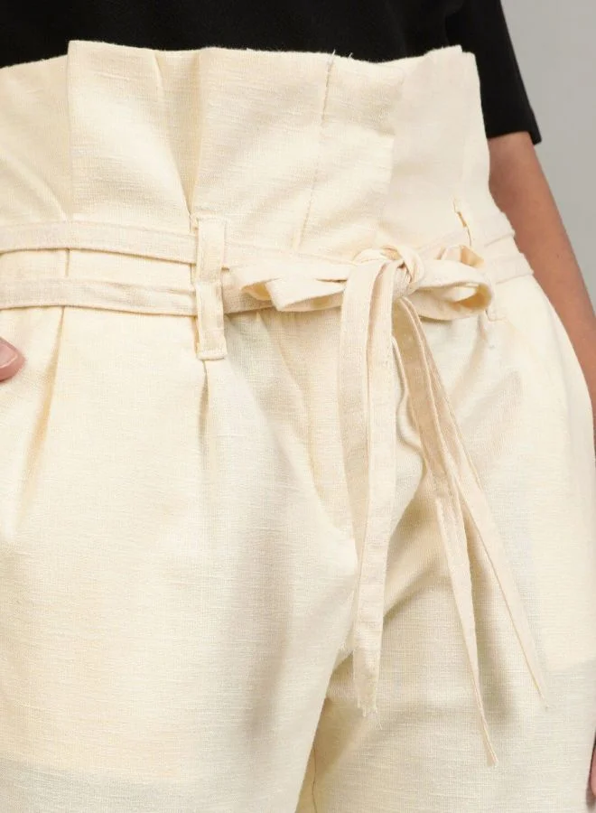 Freehand Freehand Women Cream Slim Fit Cropped Pants