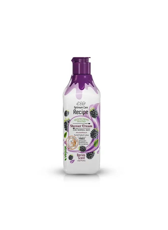 Eva Optimum Care Recipe Quenching Blend Shower Cream For Normal Skin - Berries Scent 370 Ml