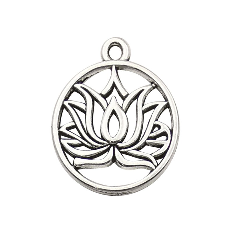 DIY Korean Lotus Pendant Alloy Craft 10179-1.3g20x22 ancient silver Lotus