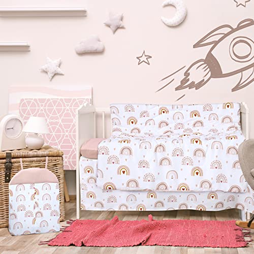 Rtteri 4 Pieces Baby Crib Bedding Set, Nursery Bedding Standard Size Soft Baby Bedding Set Including Crib Skirt, Blanket, Sheet and Diaper Stacker for Girls and Boys(Boho) - Image 2