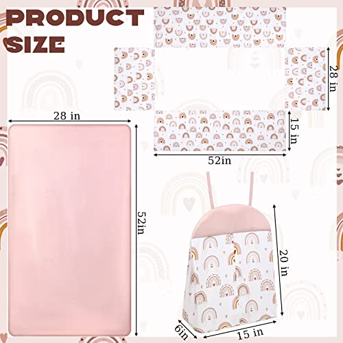 Rtteri 4 Pieces Baby Crib Bedding Set, Nursery Bedding Standard Size Soft Baby Bedding Set Including Crib Skirt, Blanket, Sheet and Diaper Stacker for Girls and Boys(Boho) - Image 5