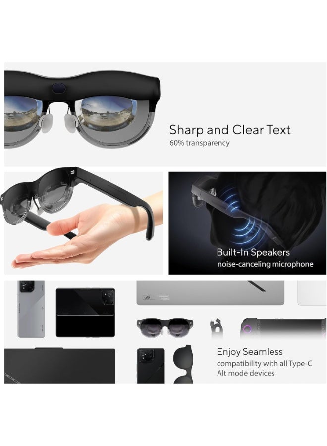ASUS AirVision M1 Wearable Monitor Smart Glasses - 100 inch Virtual Display, 1100 nits, 95% DCI-P3, Type-C Connectivity for Laptop/PC/ROG Ally, 87g Lightweight, TÜV Rheinland Certified Black - Image 4