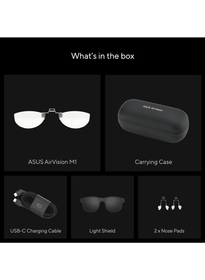 ASUS AirVision M1 Wearable Monitor Smart Glasses - 100 inch Virtual Display, 1100 nits, 95% DCI-P3, Type-C Connectivity for Laptop/PC/ROG Ally, 87g Lightweight, TÜV Rheinland Certified Black - Image 5