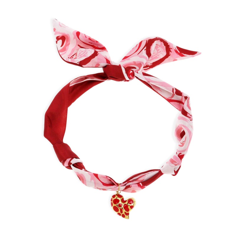 Sonateomber Valentine Red Scarf Bandana Necklace for Women, Dainty Gold Pink Heart Pendant Vintage Lightweight Charm Adjustable Necklaces Prom Anniversary Fashion Accessories Jewelry Gift for Her - Image 1