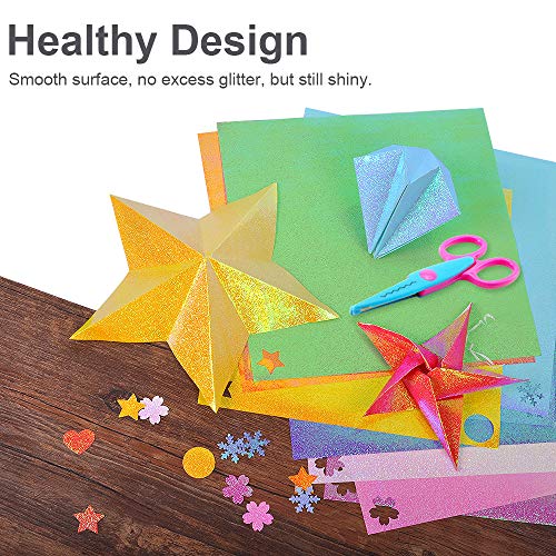 UCEC 50 Sheet Shiny Origami Paper 10 Colors Square Iridescent Origami Paper, Decoration Glitter Square Folding Papers for Kids Arts & Crafts Projects - Image 3
