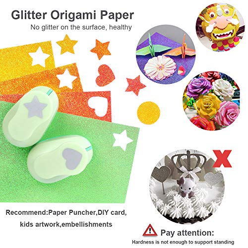 UCEC 50 Sheet Shiny Origami Paper 10 Colors Square Iridescent Origami Paper, Decoration Glitter Square Folding Papers for Kids Arts & Crafts Projects - Image 4