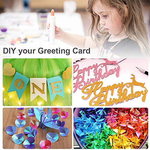 UCEC 50 Sheet Shiny Origami Paper 10 Colors Square Iridescent Origami Paper, Decoration Glitter Square Folding Papers for Kids Arts & Crafts Projects - Image 2