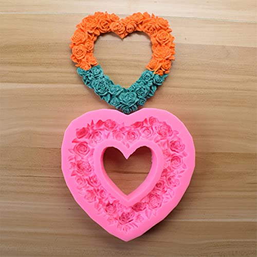 NINEXY Rose Heart Wreath Fondant Chocolate Candy Silicone Mold Cake Decorating Baking Pastry Tools Soap Mould Resin Polymer Clay Mold - Image 3