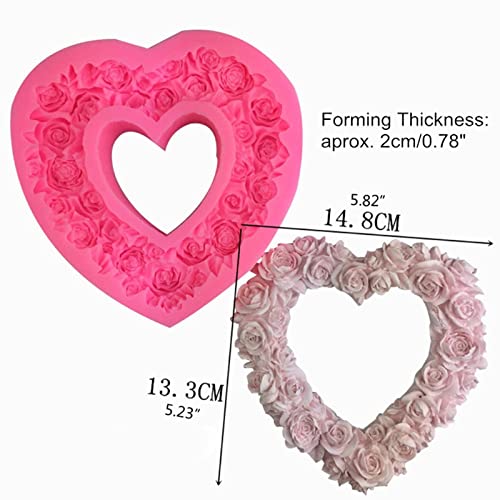 NINEXY Rose Heart Wreath Fondant Chocolate Candy Silicone Mold Cake Decorating Baking Pastry Tools Soap Mould Resin Polymer Clay Mold - Image 2