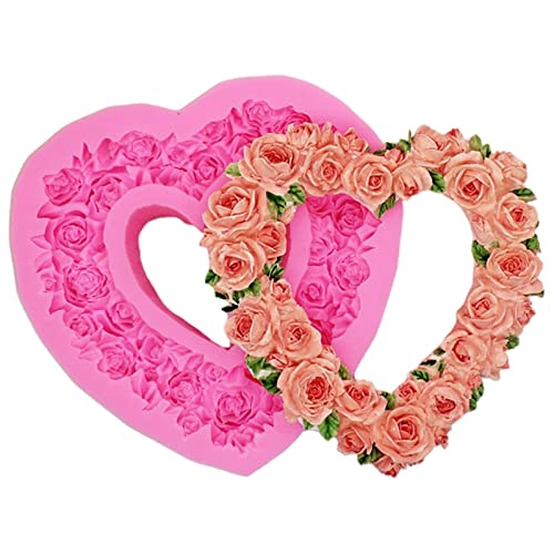 NINEXY Rose Heart Wreath Fondant Chocolate Candy Silicone Mold Cake Decorating Baking Pastry Tools Soap Mould Resin Polymer Clay Mold - Image 1
