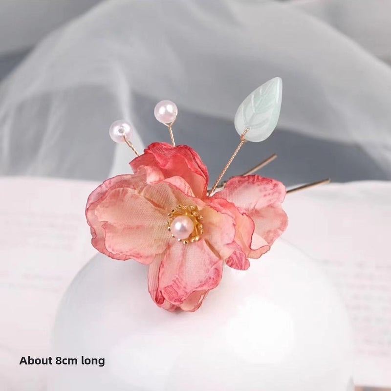Generic Traditional Hanfu Silk Flower HairpinPlain clothing (gradient powder) hair pin 2 Plain clothing (gradient powder) hair pin 2