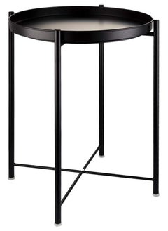 Foldable metal side coffee table small round sofa table with anti-rust design