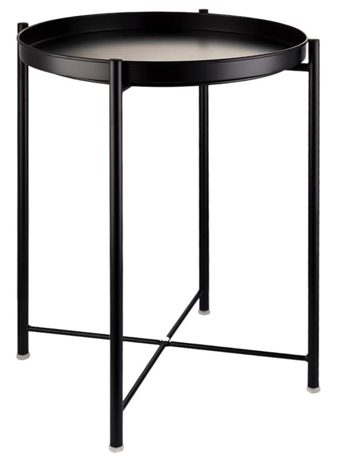 1st - Foldable metal side coffee table small round sofa table with anti-rust design - Image 1