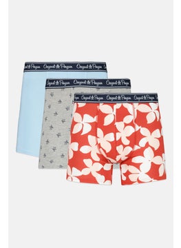 Original Penguin Men 3 Pieces All Over Print Boxer Briefs, Red  - Image 1