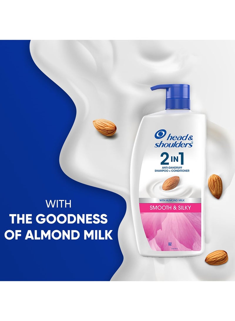 Head & Shoulders 2-in-1 Smooth and Silky Anti Dandruff Shampoo + Conditioner for Women & Men, With Almond Milk (1 L)  - Image 4