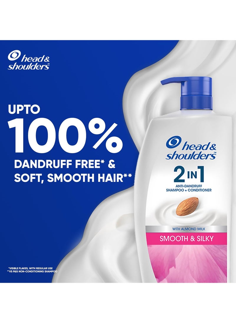 Head & Shoulders 2-in-1 Smooth and Silky Anti Dandruff Shampoo + Conditioner for Women & Men, With Almond Milk (1 L)  - Image 3