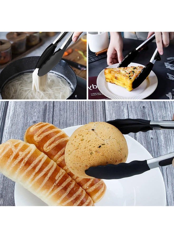 Pharamat Mini Silicone Serving Tongs Set of 3, Non-stick Small Kitchen Tongs (7 inch) with Silicone Tips and Stainless Steel Handle, Cooking Tongs for Salads, Pasta, Steaks, Vegetables - Image 5