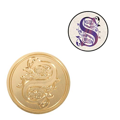 Yoption Letter S Wax Seal Stamp, Yoption Vintage Floral Brass Head Wooden Handle Alphabet Initial Sealing Stamp for Wedding Party Invitation (S) - Image 4