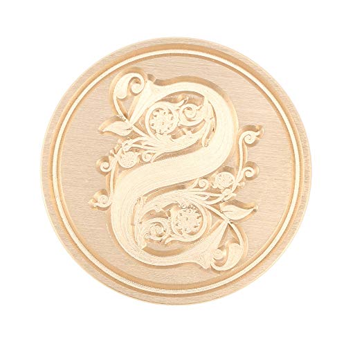 Yoption Letter S Wax Seal Stamp, Yoption Vintage Floral Brass Head Wooden Handle Alphabet Initial Sealing Stamp for Wedding Party Invitation (S) - Image 2