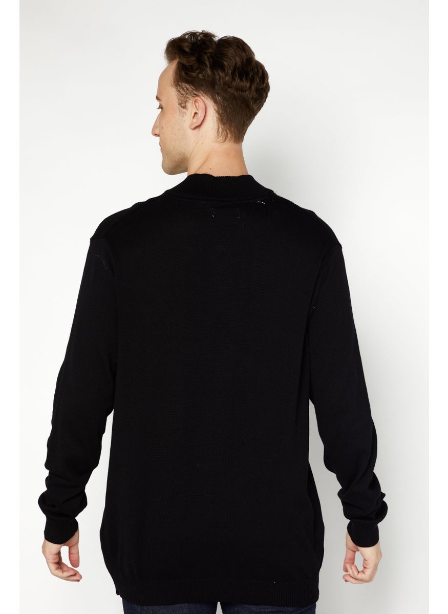 Club Room - Men Mock Neck Textured Long Sleeve Sweaters, Black - Image 1
