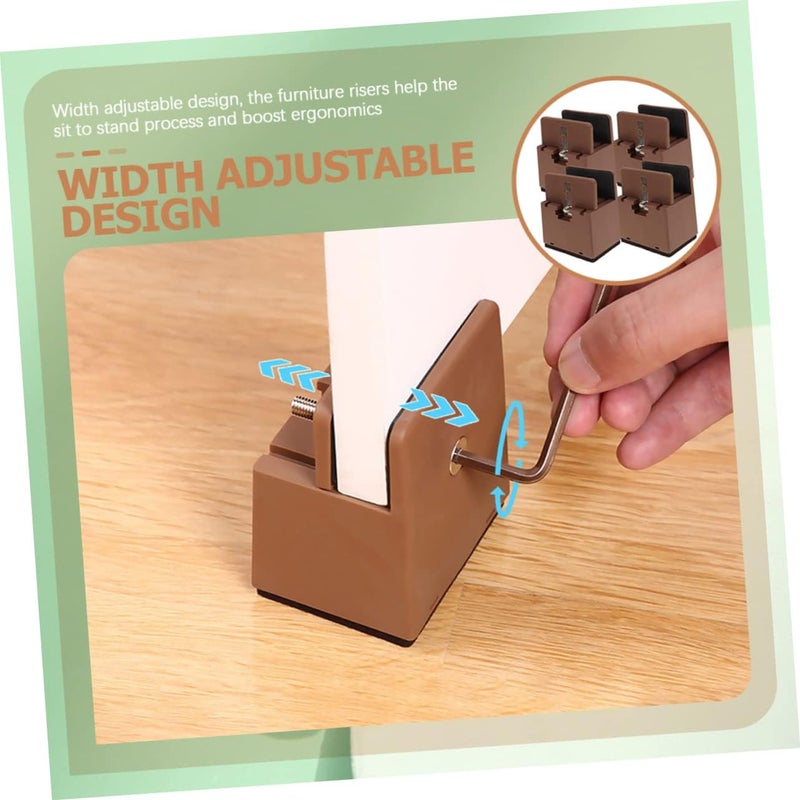 NUOBESTY 4Pcs Adjustable Bed Riser Blocks Height Extender for Furniture Legs Silent and Wear Resistant Design for Tables Sofas and Beds Easy to Clean - Image 3