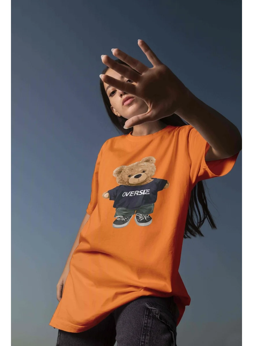 DogFish Printed Orange Oversize Unisex Tshirt