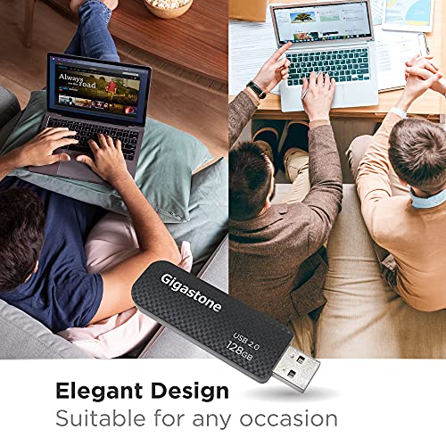 GIGASTONE V30 128GB USB 2.0 Flash Drive 5-Pack, Capless Retractable Design Pen Drive, Carbon Fiber Style, Reliable Performance & Durable - Image 2