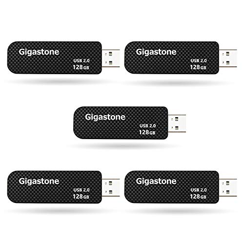 GIGASTONE V30 128GB USB 2.0 Flash Drive 5-Pack, Capless Retractable Design Pen Drive, Carbon Fiber Style, Reliable Performance & Durable - Image 1