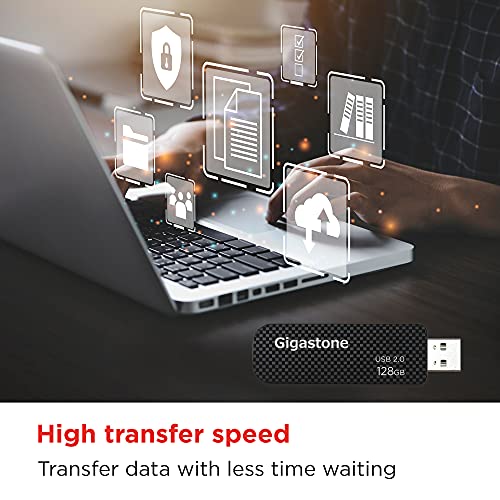 GIGASTONE V30 128GB USB 2.0 Flash Drive 5-Pack, Capless Retractable Design Pen Drive, Carbon Fiber Style, Reliable Performance & Durable - Image 4