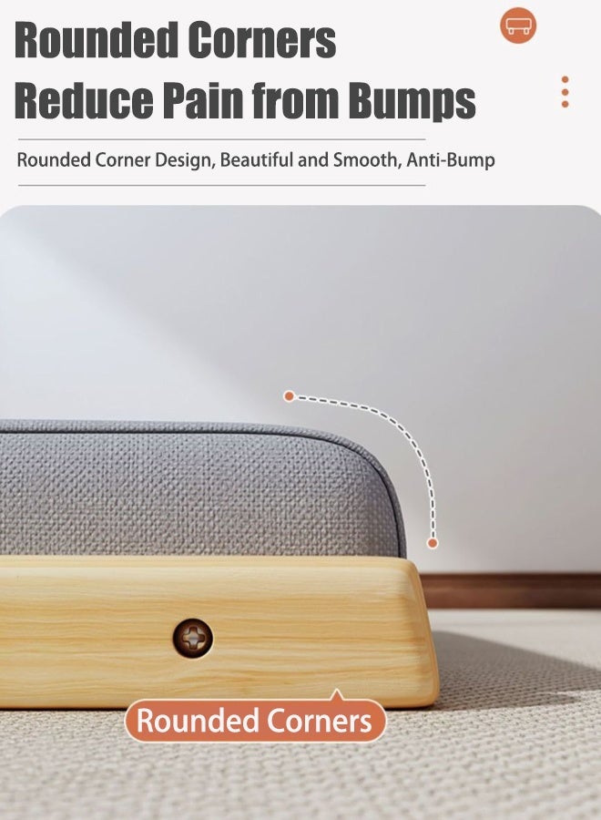 TAPIT Floor Chair with Back Support Japanese Style Floor Chair Wood Legless Tatami Chair with Cushion Accent Meditation Floor Seat for Bay Window Living Room Bedroom (Grey) - Image 4