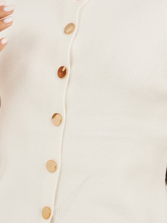 Styli Styli Plain Sleeveless Waistcoat Look Knit Top  - Image 3