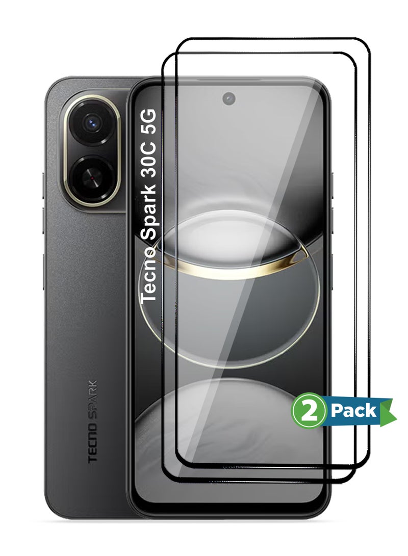 Tecno Spark 30C 5G Screen Protector 2 Pack - Premium Full Screen Tempered Glass For Tecno Spark 30C 5G, High Transparency, Delicate Touch, Anti-Explosion, Smooth Arc Edges, Easy Installation - Image 1