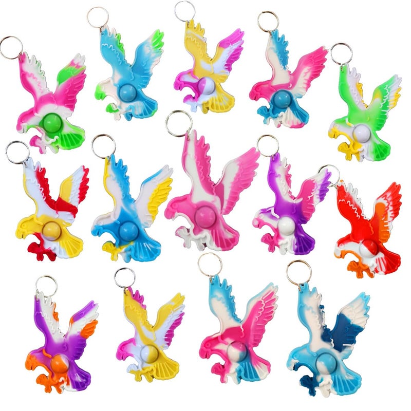 Roaqua 30 packs Bulk Eagles mini pop key chain Fidget for Boy Girls Gifts Small Birthday Party Favors Supplies and Classroom summer Student Prize - Image 3