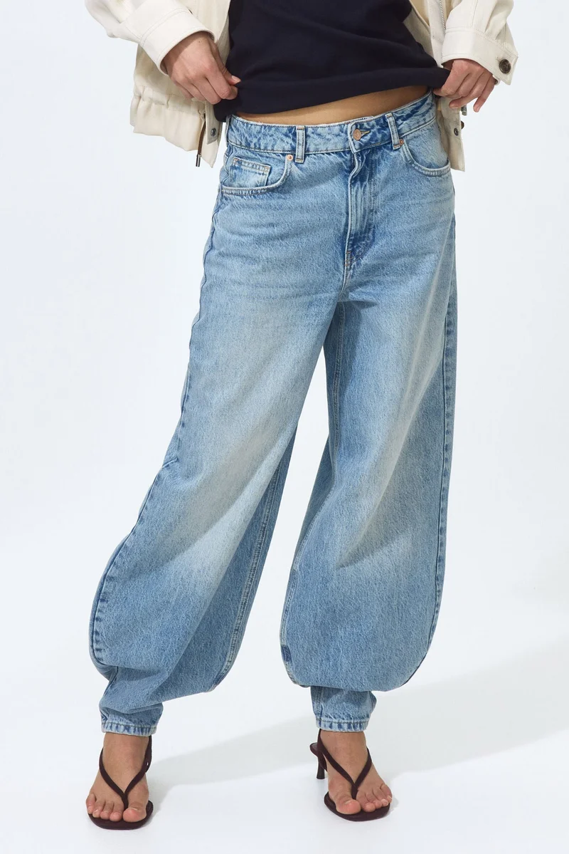 H&M  Barrel High Waist Ankle Jeans for Women | Best Price UAE