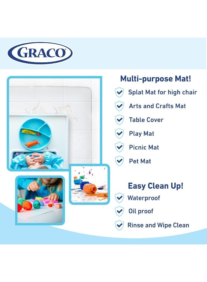Graco Under High Chair Mat - Clear, Waterproof & Washable Plastic Food/Spill Catcher - 50" Eating, Painting & Art Floor Cover, Clear (Pack of 2) - Image 3