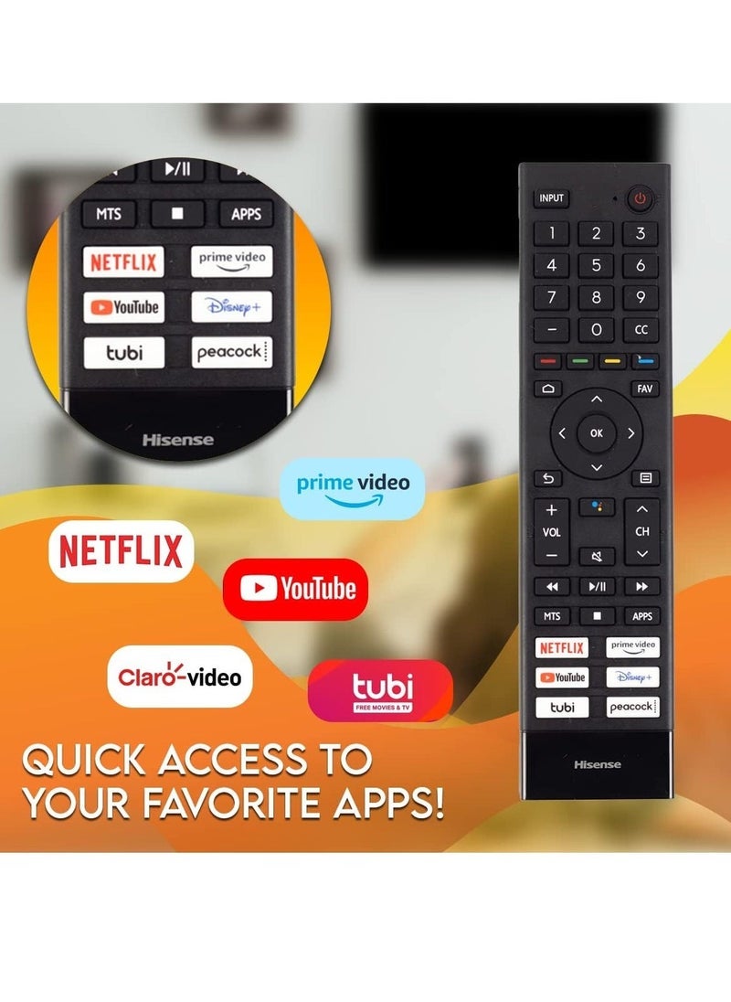 PopZa Replacement Remote Control OEM for Hisense 4K UHD LED Smart TV Fits 65H6G 43A7500F 75A7100F 50A7500F 50AE7200F 55AE7200F 65A7500F and More (ERF3J80H) with battery - Image 5