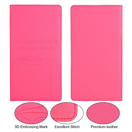 Cacturism Car Registration and Insurance Holder, Car Accessories Vehicle Glove Box Car Organizer Women Car Accessories with Magnetic Shut for Cards, Essential Document, Driver License, Hot Pink - Image 5