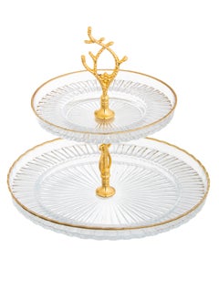 Hic Glass serving plate 2 floors 17 cm gold color 