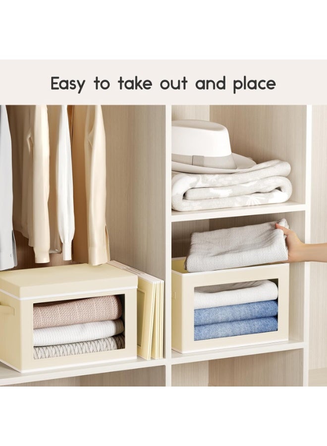 صناديق تخزين قماشية ناعمة بأغطية - سلال تنظيم مكعبة قابلة للطي بمقابض للملابس والألعاب والكتب - مثالية لتنظيم المنزل والمكتب وغرفة الأطفال - 30×22×19 سم - Image 4