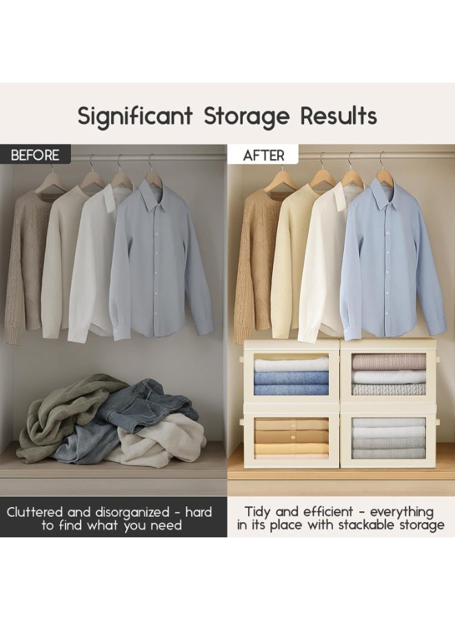 صناديق تخزين قماشية ناعمة بأغطية - سلال تنظيم مكعبة قابلة للطي بمقابض للملابس والألعاب والكتب - مثالية لتنظيم المنزل والمكتب وغرفة الأطفال - 30×22×19 سم - Image 5