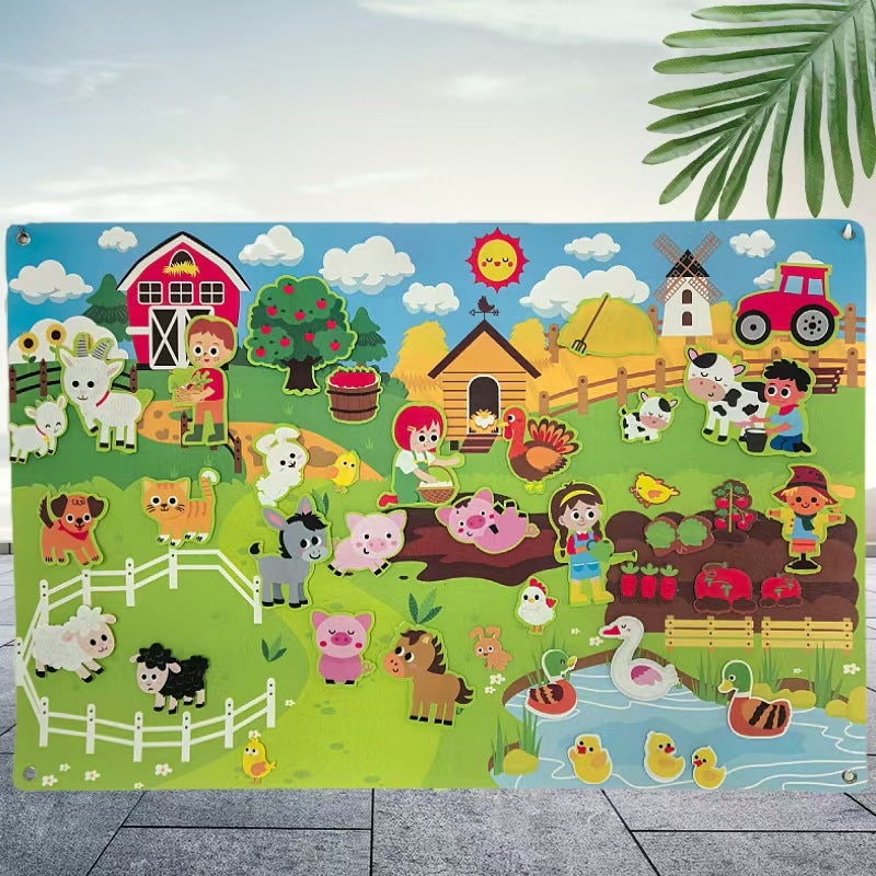 Star Felt Learning Board Baby 2 Training Early Education Board Wall Stickers Educational Toys Farm Story Diy Suit - Image 1
