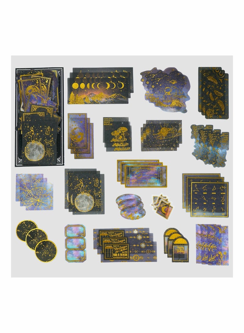 Y&D Black Gold Foil Stickers Set, Decorative Planet Moon Space Galaxy Astronomy Planner Sticker for Scrapbooking Journal DIY Art Crafts Album Calendars Notebook(60 Pieces) - Image 4