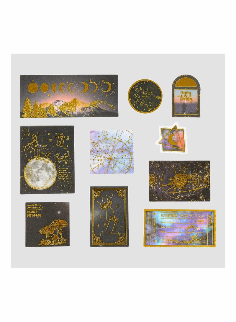 Y&D Black Gold Foil Stickers Set, Decorative Planet Moon Space Galaxy Astronomy Planner Sticker for Scrapbooking Journal DIY Art Crafts Album Calendars Notebook(60 Pieces) - Image 3