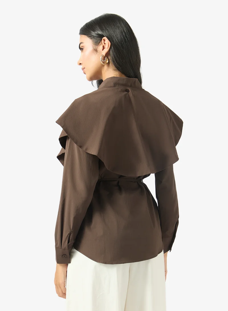 Ella  Shirt With Cape Ruffle for Women | Best Price UAE