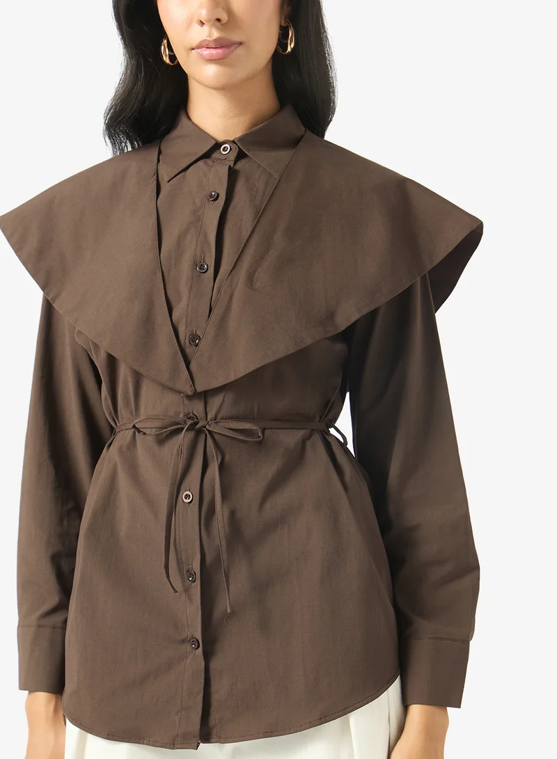 Ella  Shirt With Cape Ruffle for Women | Best Price UAE