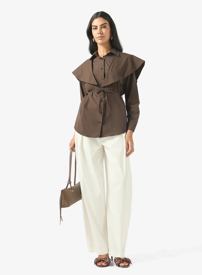 Ella  Shirt With Cape Ruffle for Women | Best Price UAE